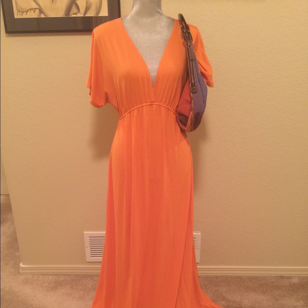 Mossimo for Target Orange V-Neck Maxi Dress